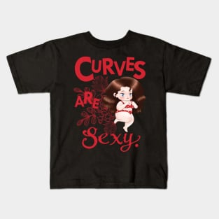 Curves are sexy -  fat chubby cute swimsuit bikini Kids T-Shirt